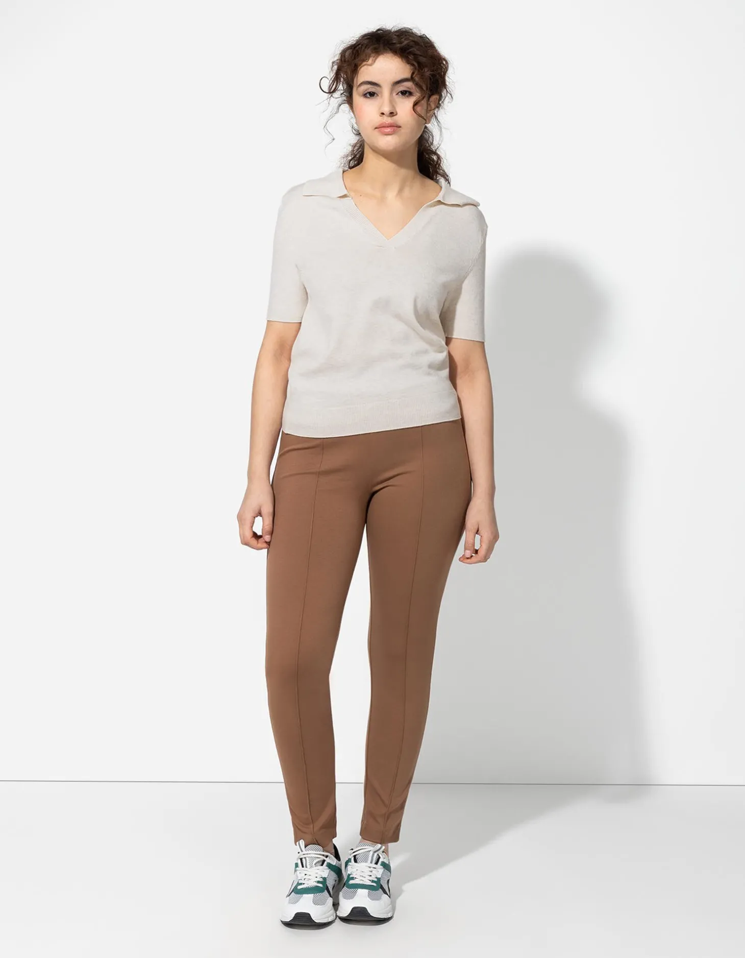 Gebreid overhemd - Viscosemix - beige