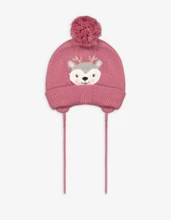 Gebreide muts - Borduursel - pink