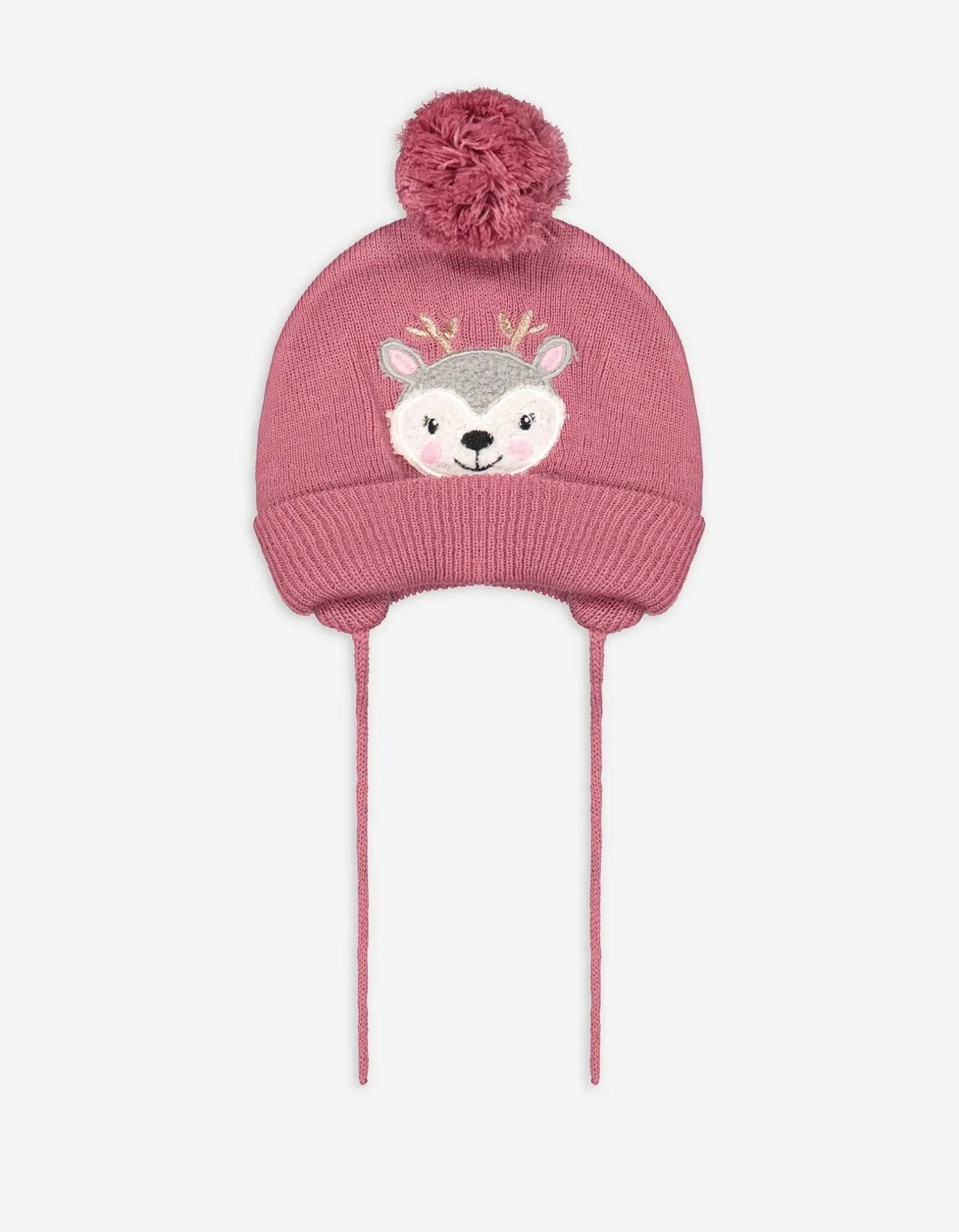 Gebreide muts - Borduursel - pink