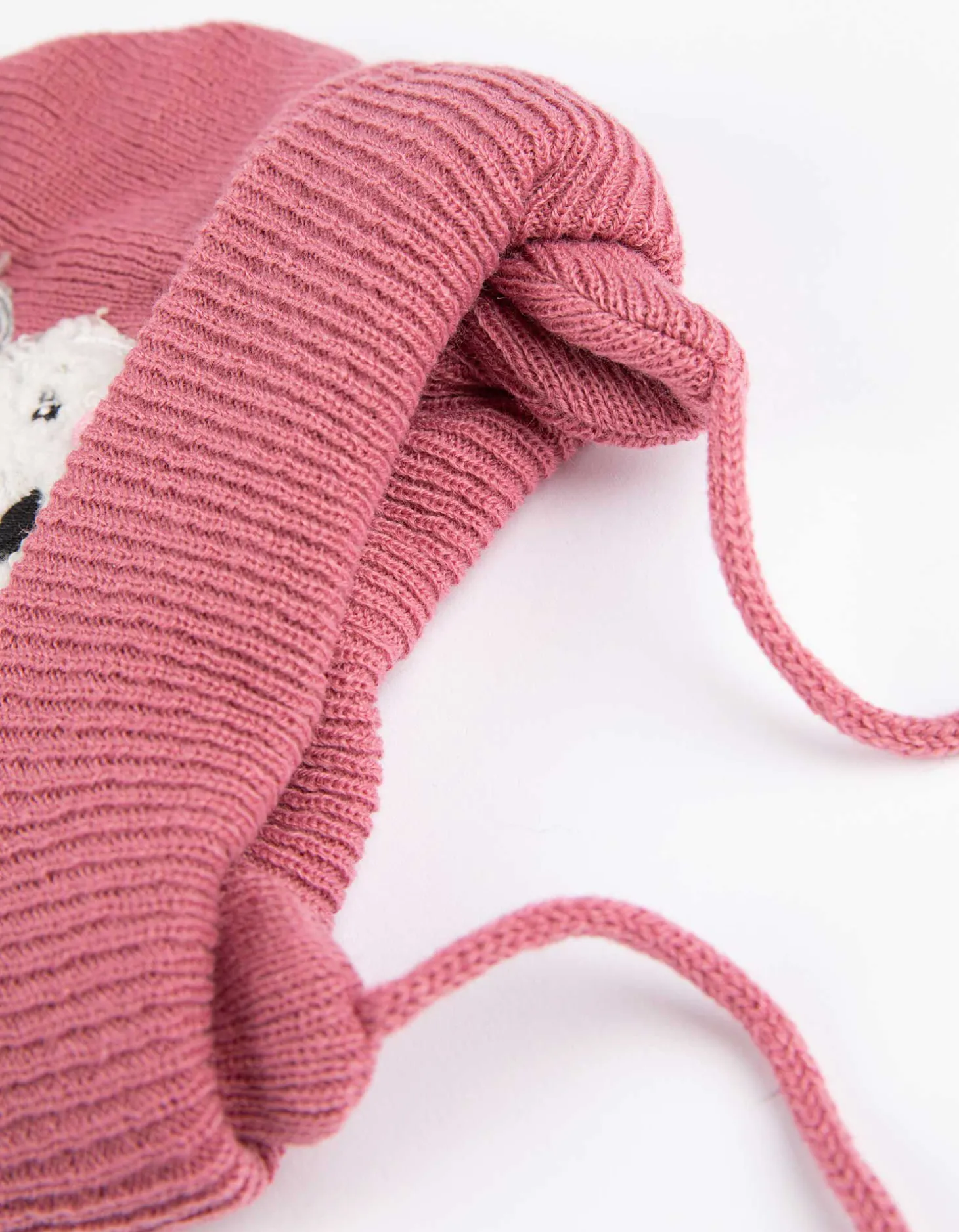 Gebreide muts - Borduursel - pink
