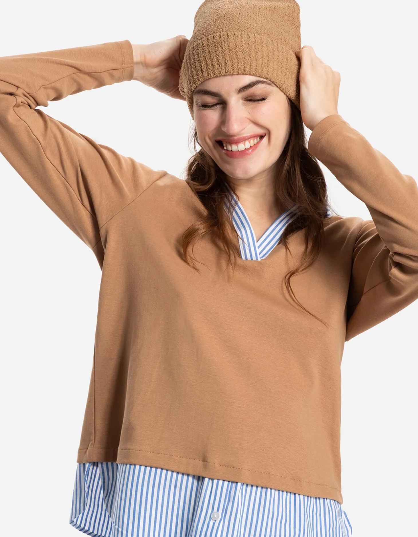 Gebreide muts - Omslag - beige