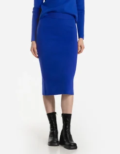 Gebreide rok - Viscosemix - donkerblauw