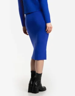 Gebreide rok - Viscosemix - donkerblauw