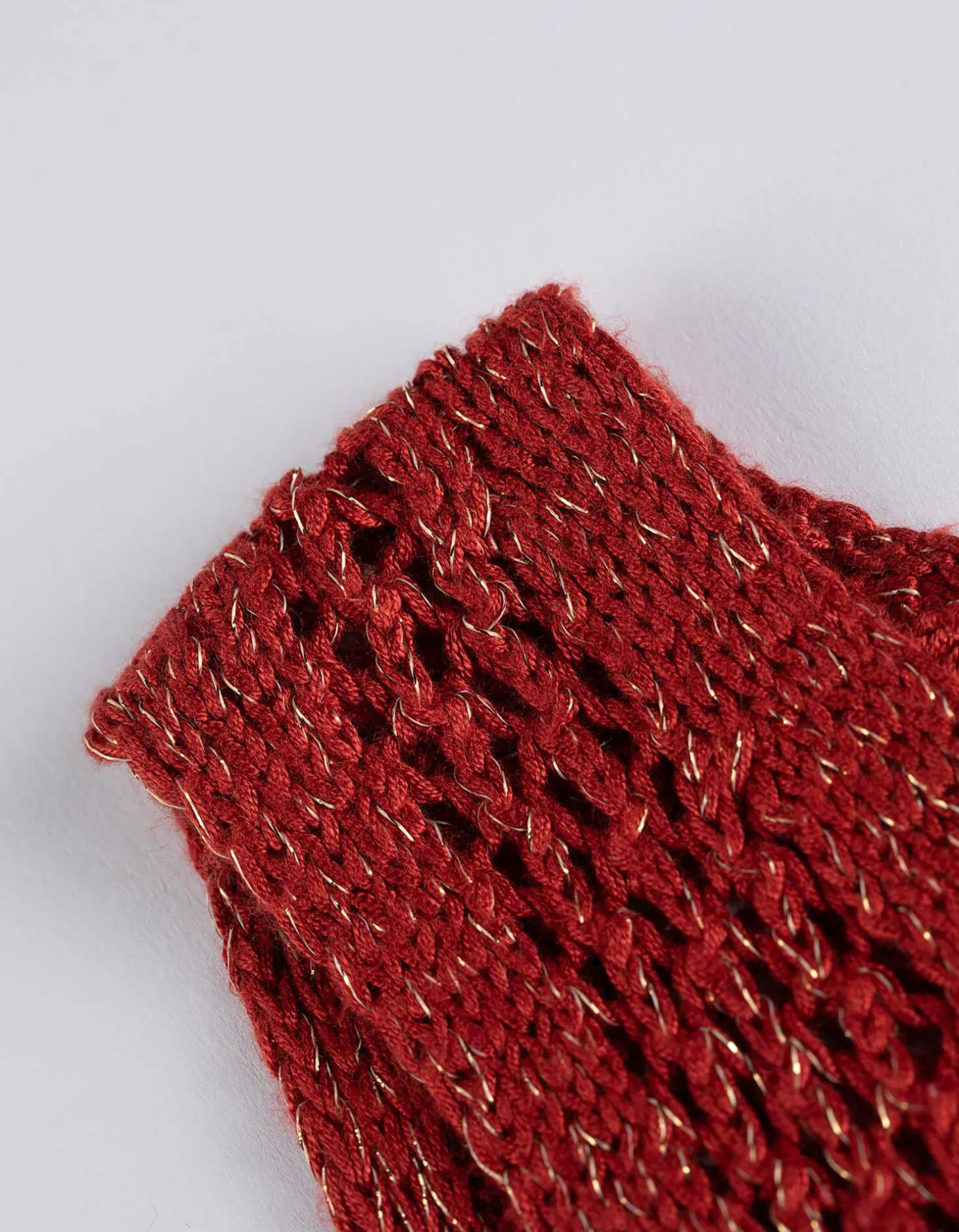 Gebreide top - Lurex - donkerrood