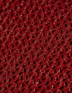 Gebreide top - Lurex - donkerrood