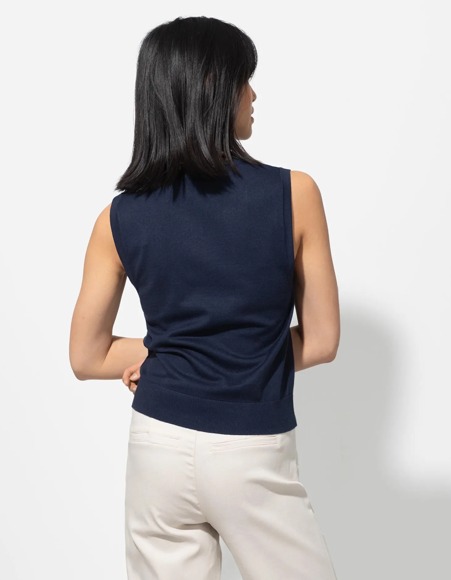 Gebreide top - Viscosemix - donkerblauw