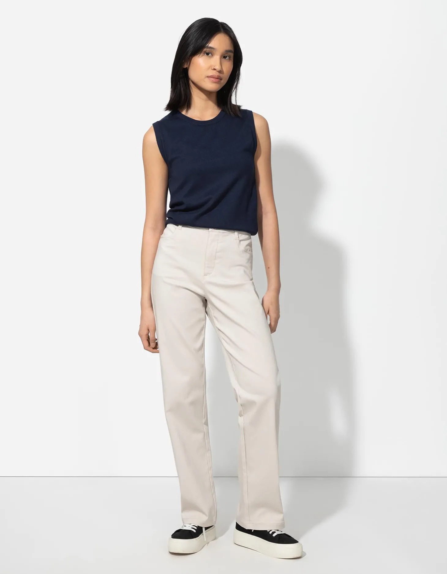 Gebreide top - Viscosemix - donkerblauw