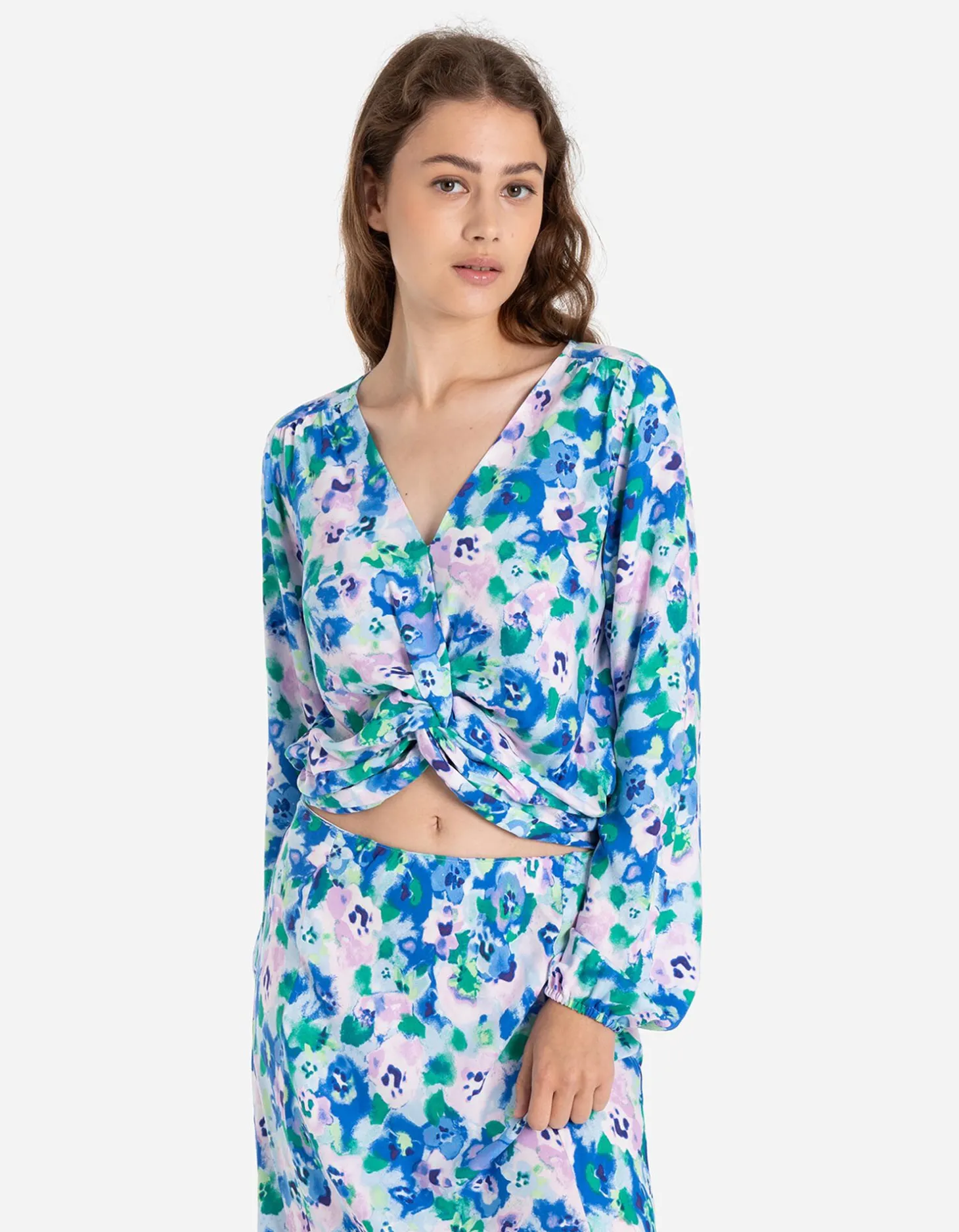 Gesneden shirt met lange mouwen - LENZING™ ECOVERO™ - wit