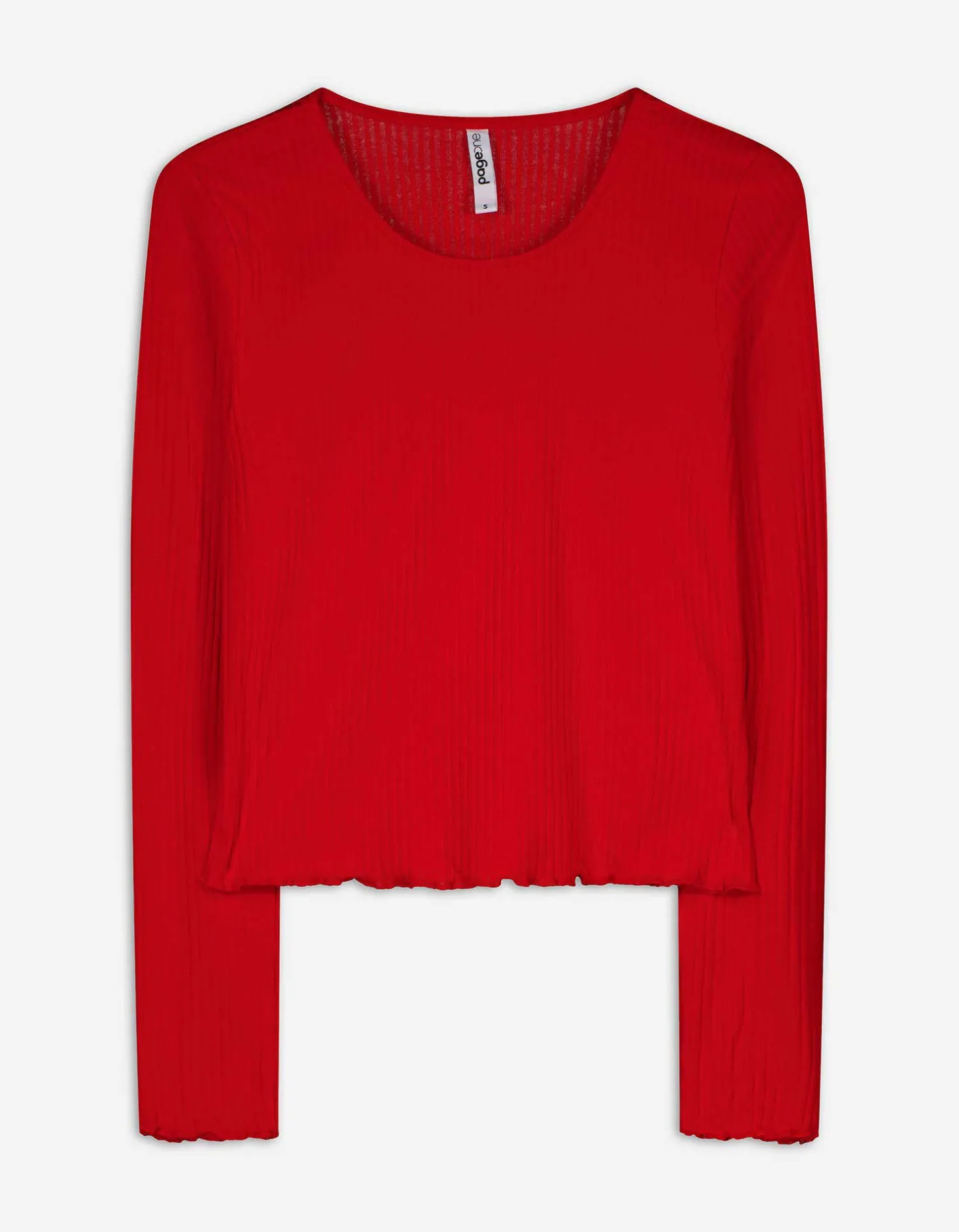 Gesneden shirt met lange mouwen - Geribde structuur - rood