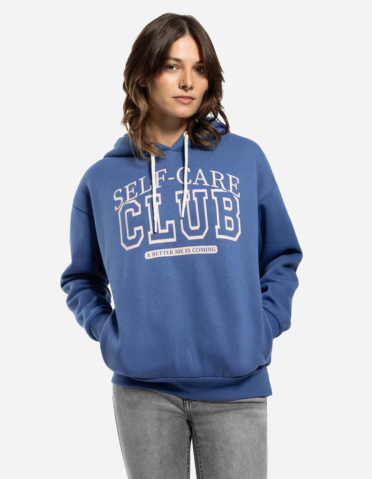 Hoodie - Vooropdruk - donkerblauw