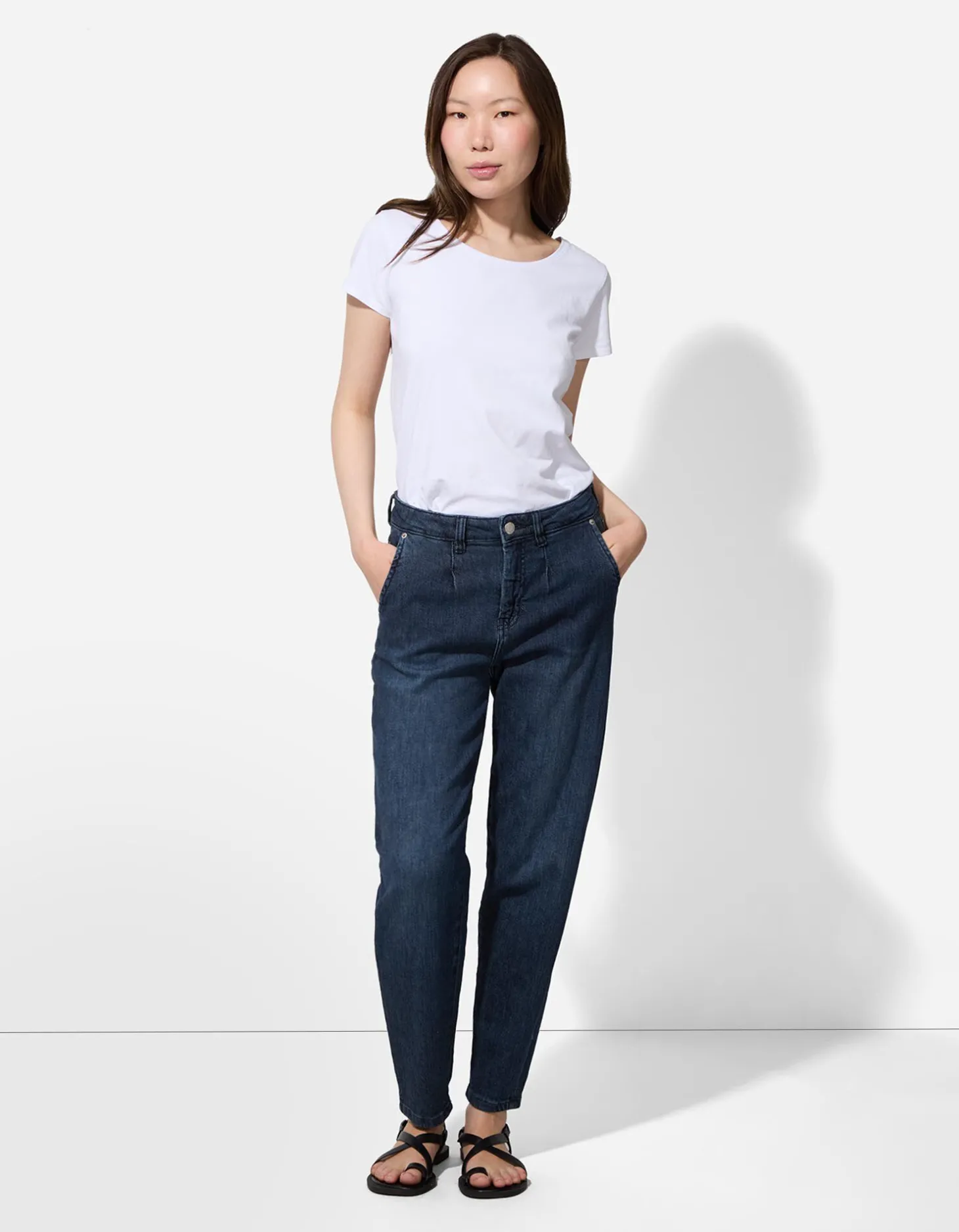 Jeans - Plooi - donkerblauw