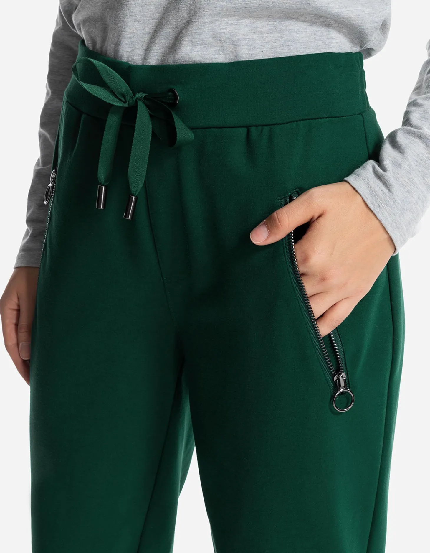 Jogger pants - Tunnelkoord in de zoom - donkergroen