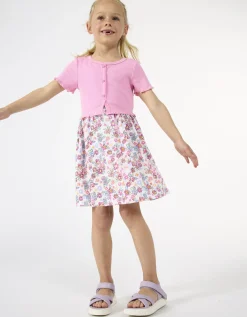 Jurk - Geribde structuur - pink