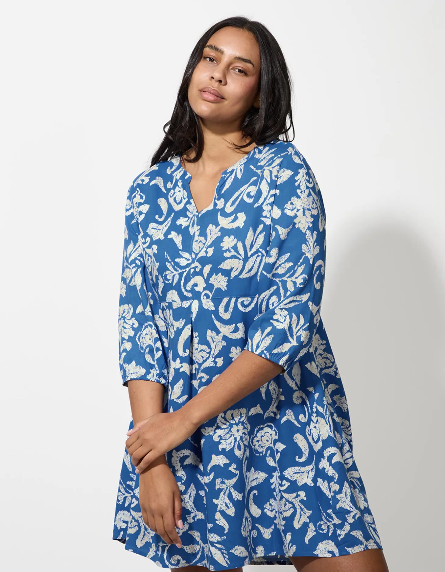 Jurk - LENZING™ ECOVERO™ - blauw