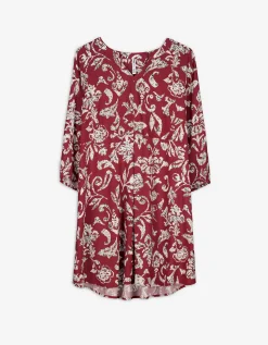 Jurk - Motief all-over - donkerrood