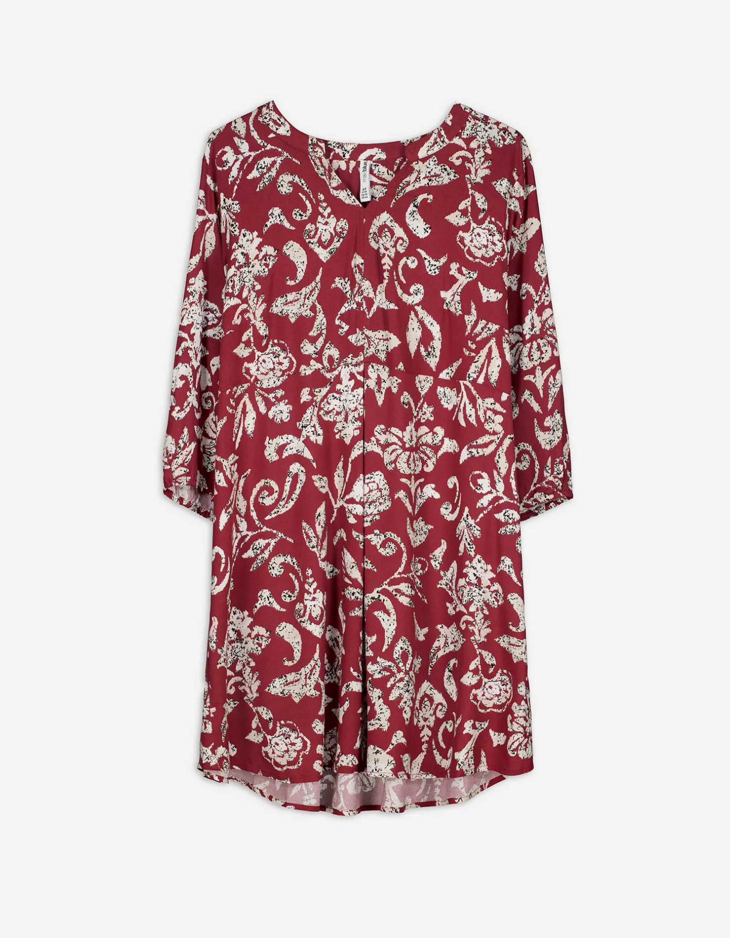 Jurk - Motief all-over - donkerrood