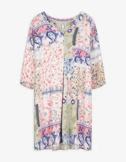 Jurk - Motief all-over - wit