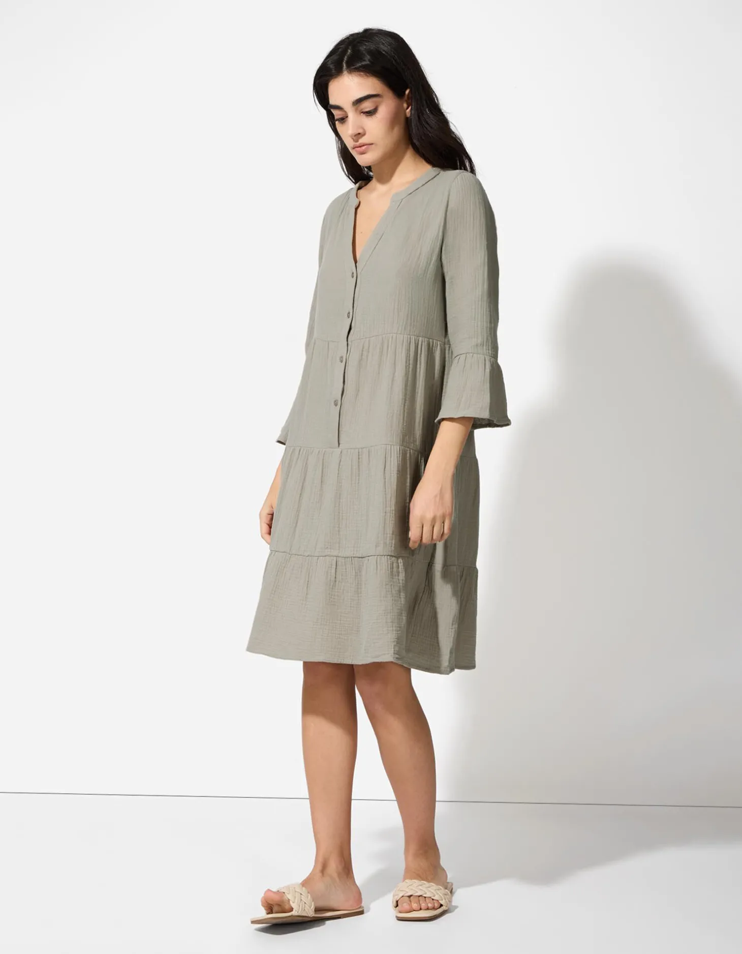Jurk - Mousseline - groen
