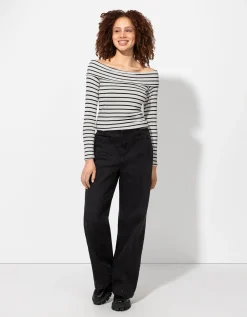 Longsleeve - Carmenhals - wit