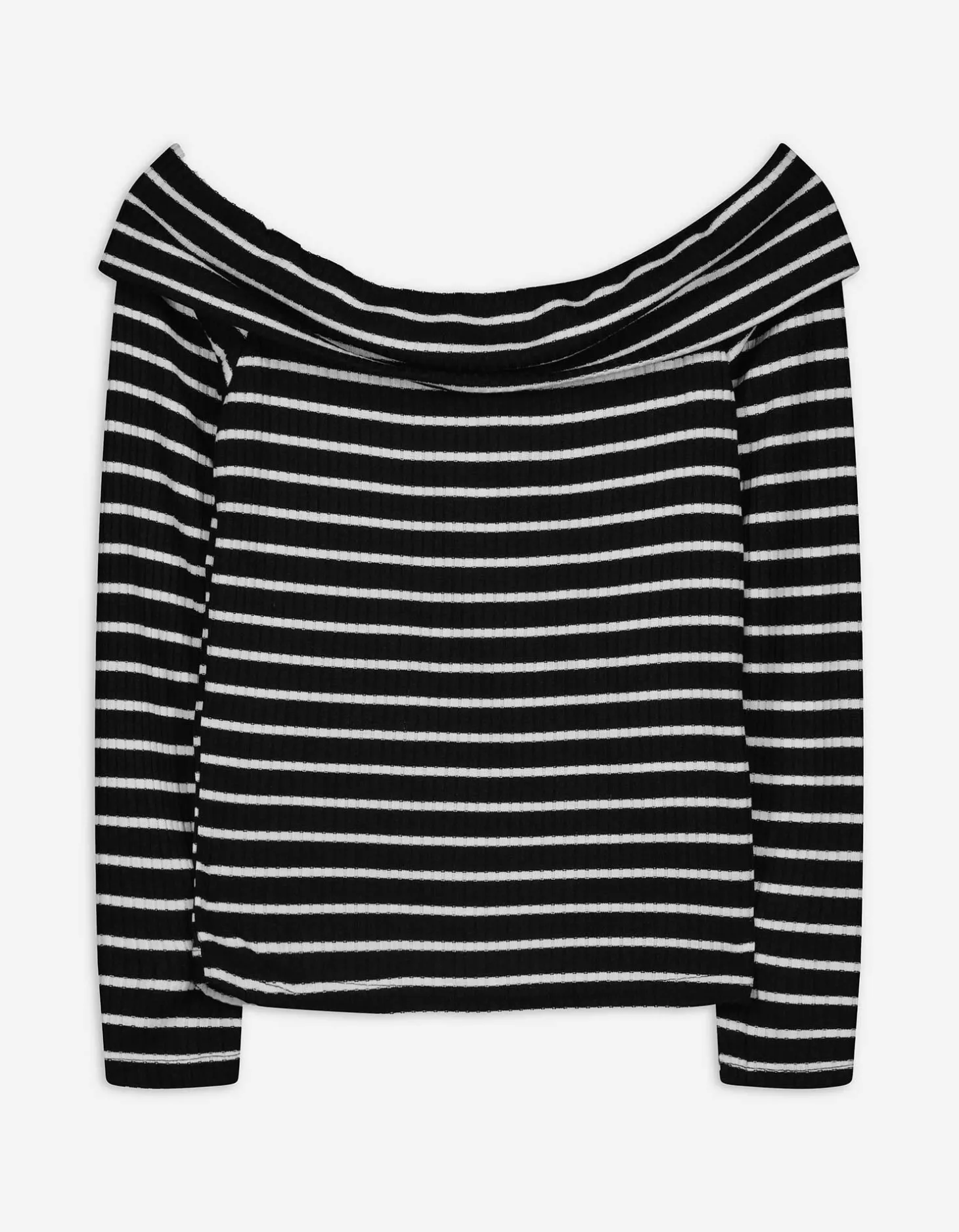 Longsleeve - Carmenhals - zwart