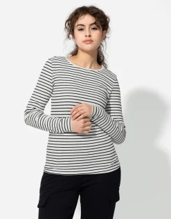Longsleeve - Geribde structuur - wit