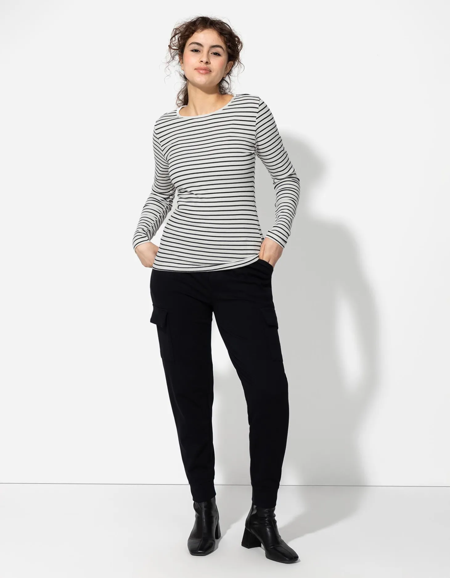 Longsleeve - Geribde structuur - wit