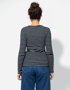Longsleeve - Geribde structuur - donkerblauw