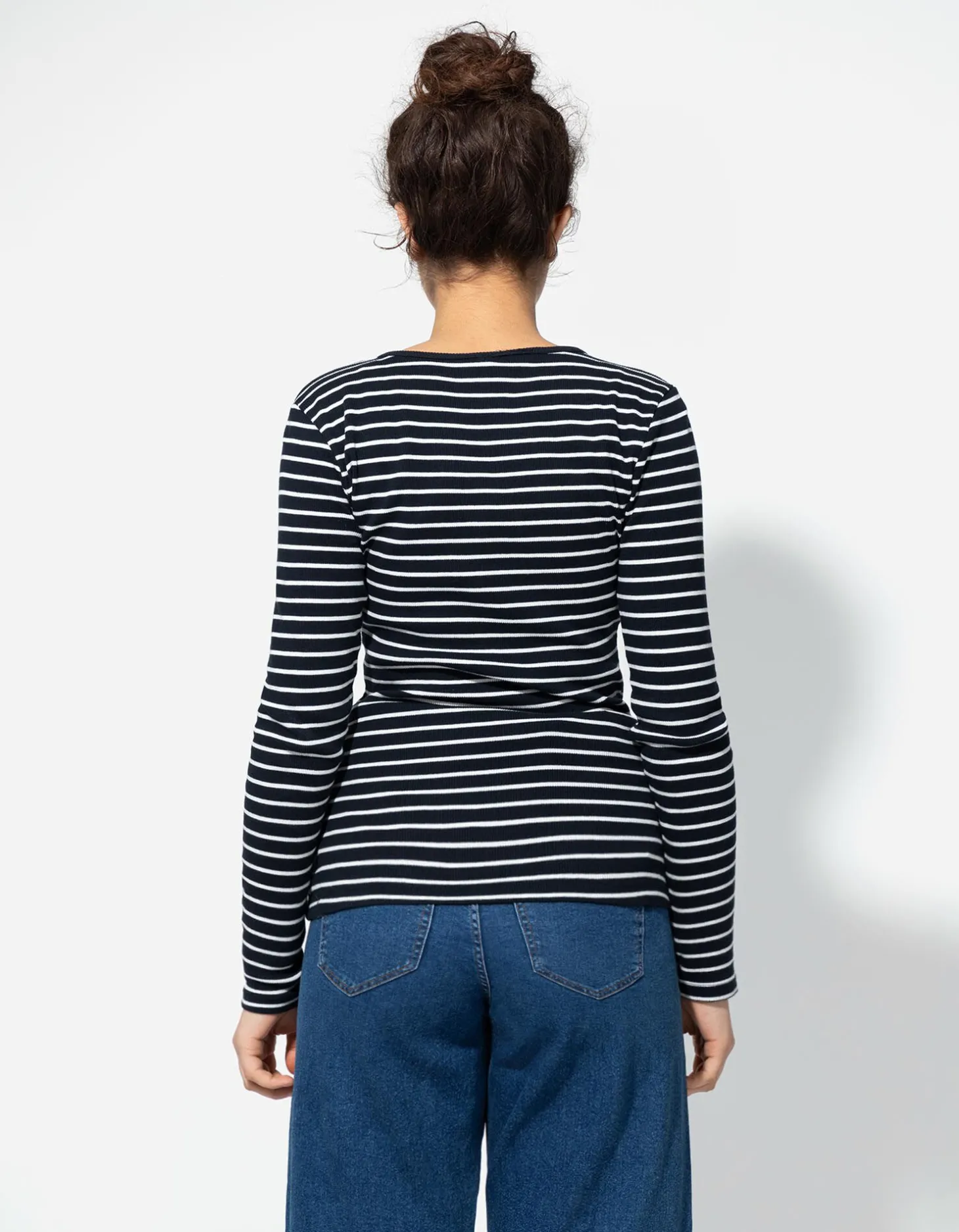Longsleeve - Geribde structuur - donkerblauw