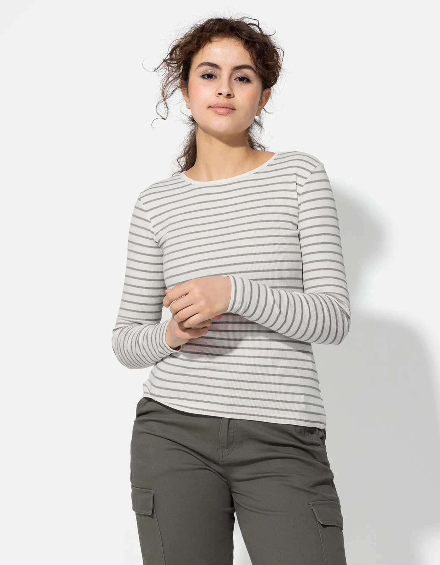 Longsleeve - Geribde structuur - wit