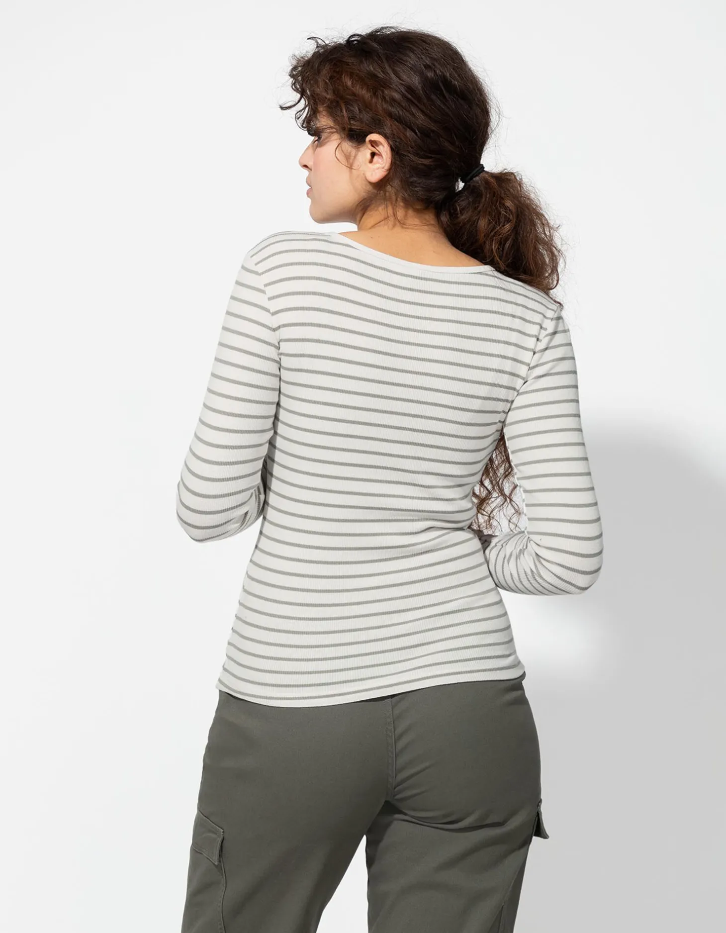 Longsleeve - Geribde structuur - wit