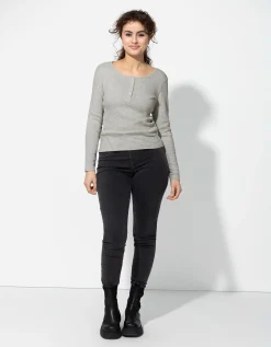 Longsleeve - Knoopsluiting - lichtgrijs