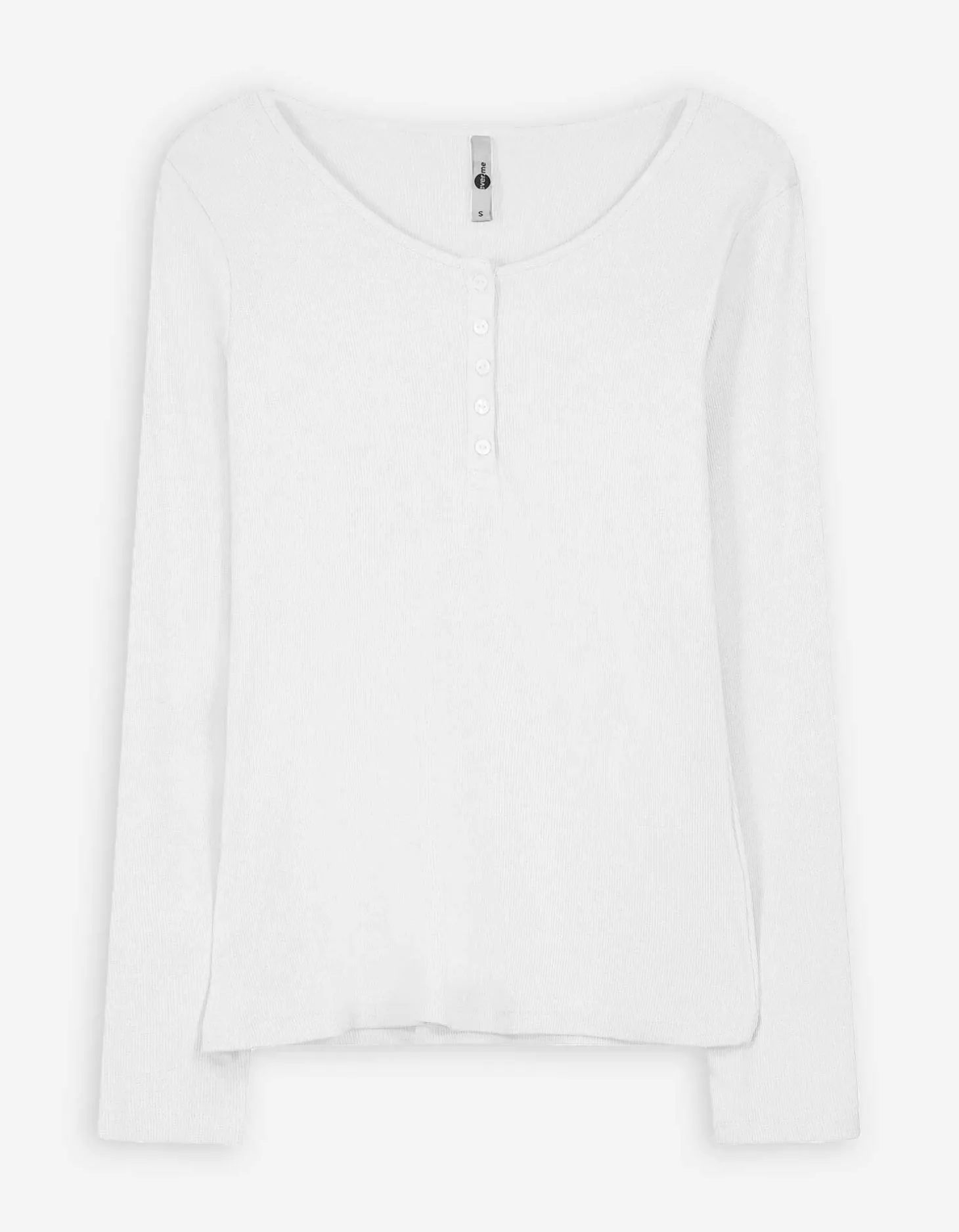Longsleeve - Knoopsluiting - wit