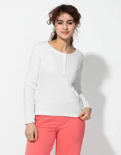 Longsleeve - Knoopsluiting - wit