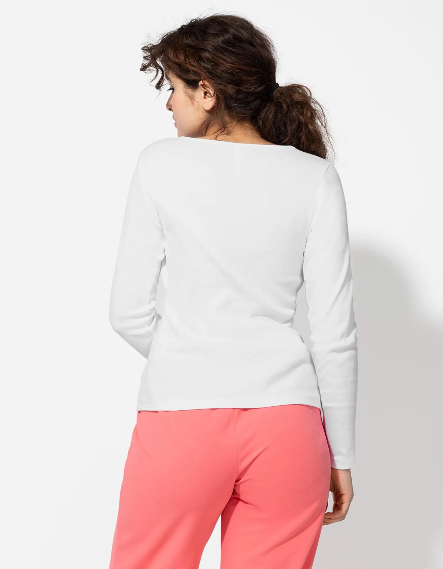Longsleeve - Knoopsluiting - wit