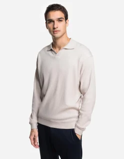 Longsleeve - Overhemd kraag - beige