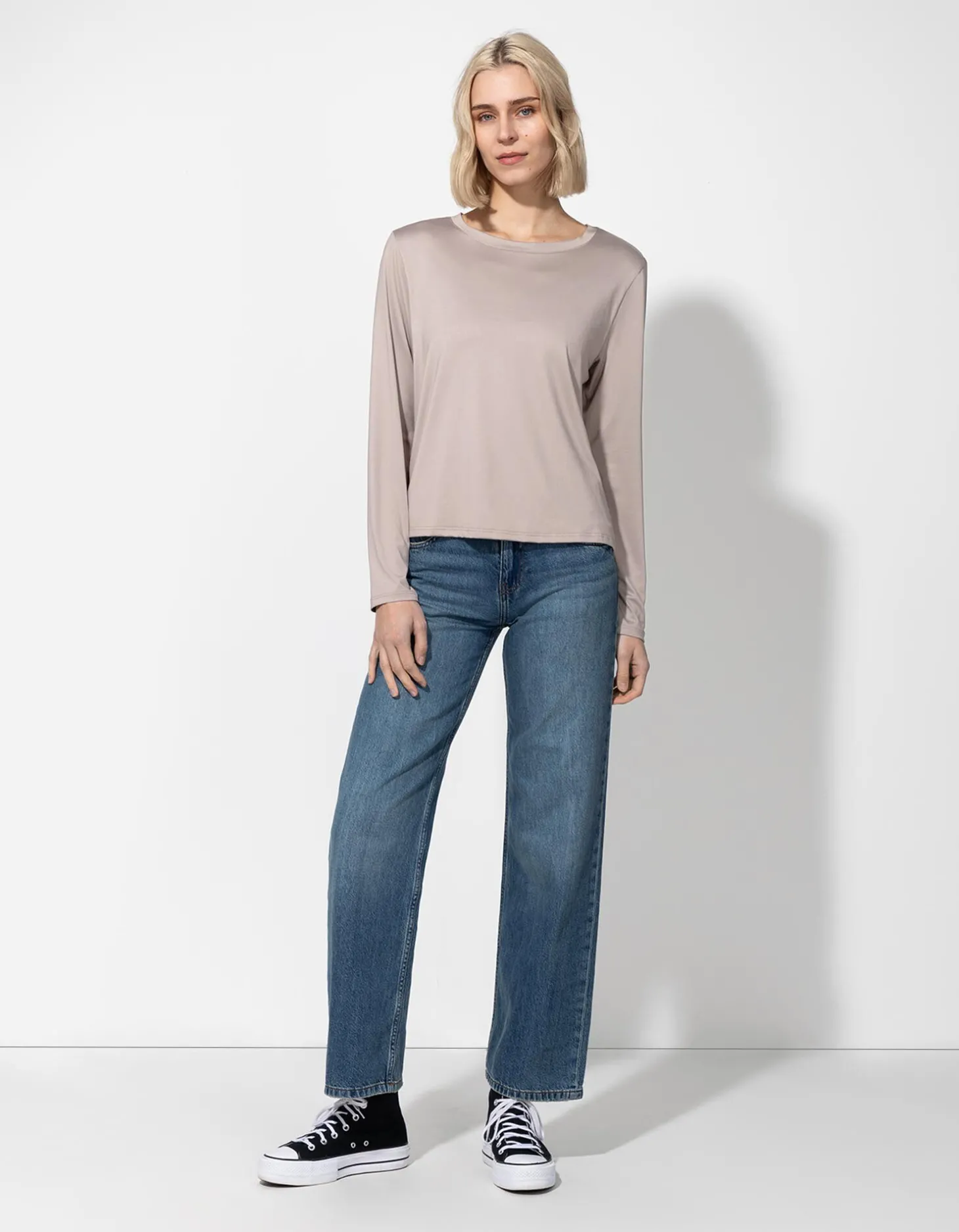 Longsleeve - Slim fit - beige