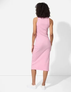 Midi-jurk - Zijsplit - roze