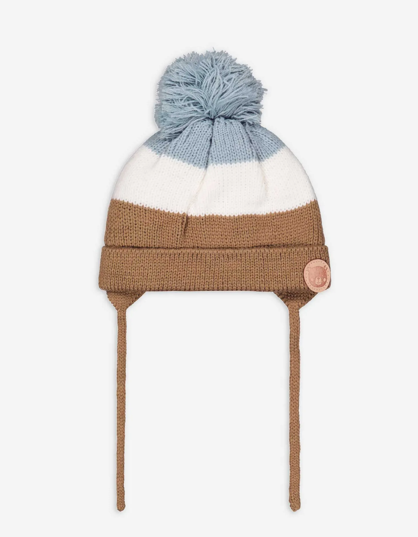 Muts met pompon - fleecevoering - lichtblauw