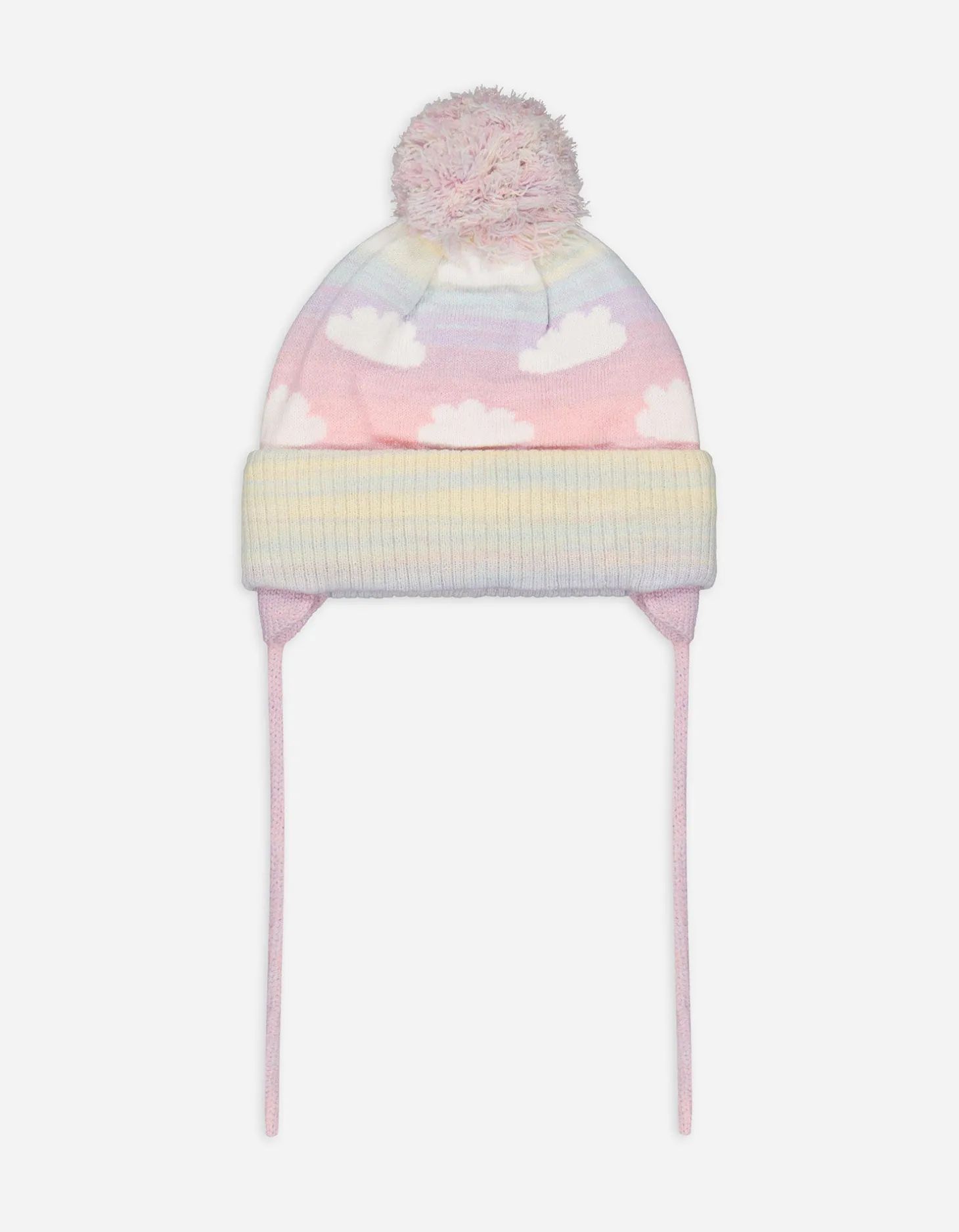 Muts met pompon - fleecevoering - roze