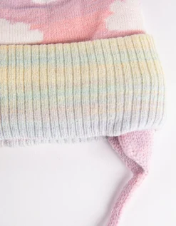 Muts met pompon - fleecevoering - roze