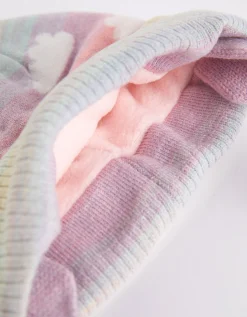 Muts met pompon - fleecevoering - roze