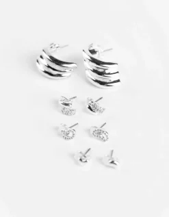 Oorbellen - Set van 4 - zilver