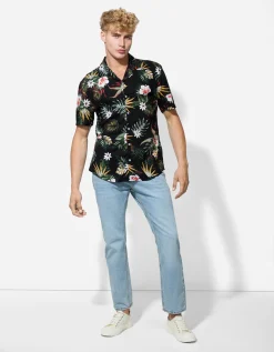 Overhemd - Print all-over - zwart