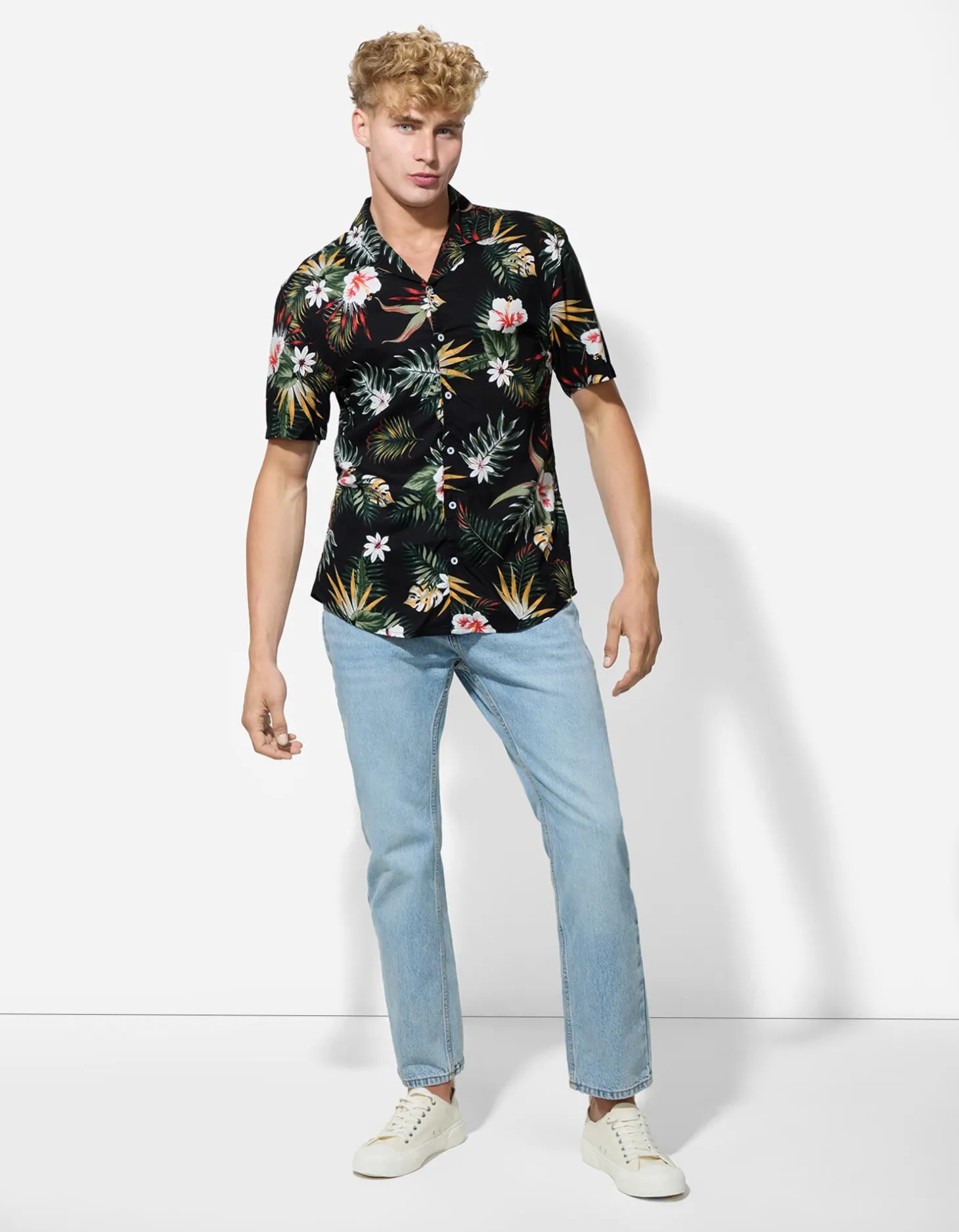 Overhemd - Print all-over - zwart