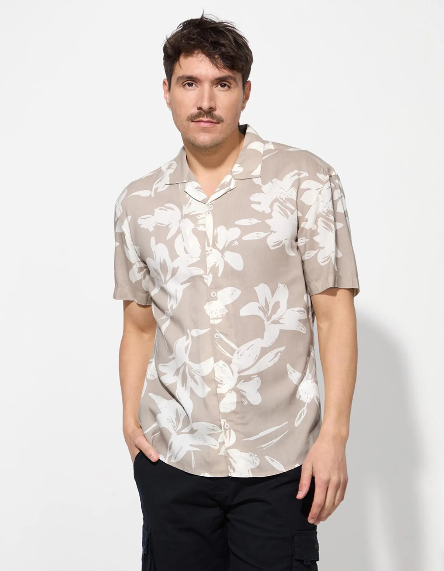 Overhemd - Print all-over - beige
