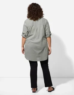Overhemdblouse - Effen - donkergroen