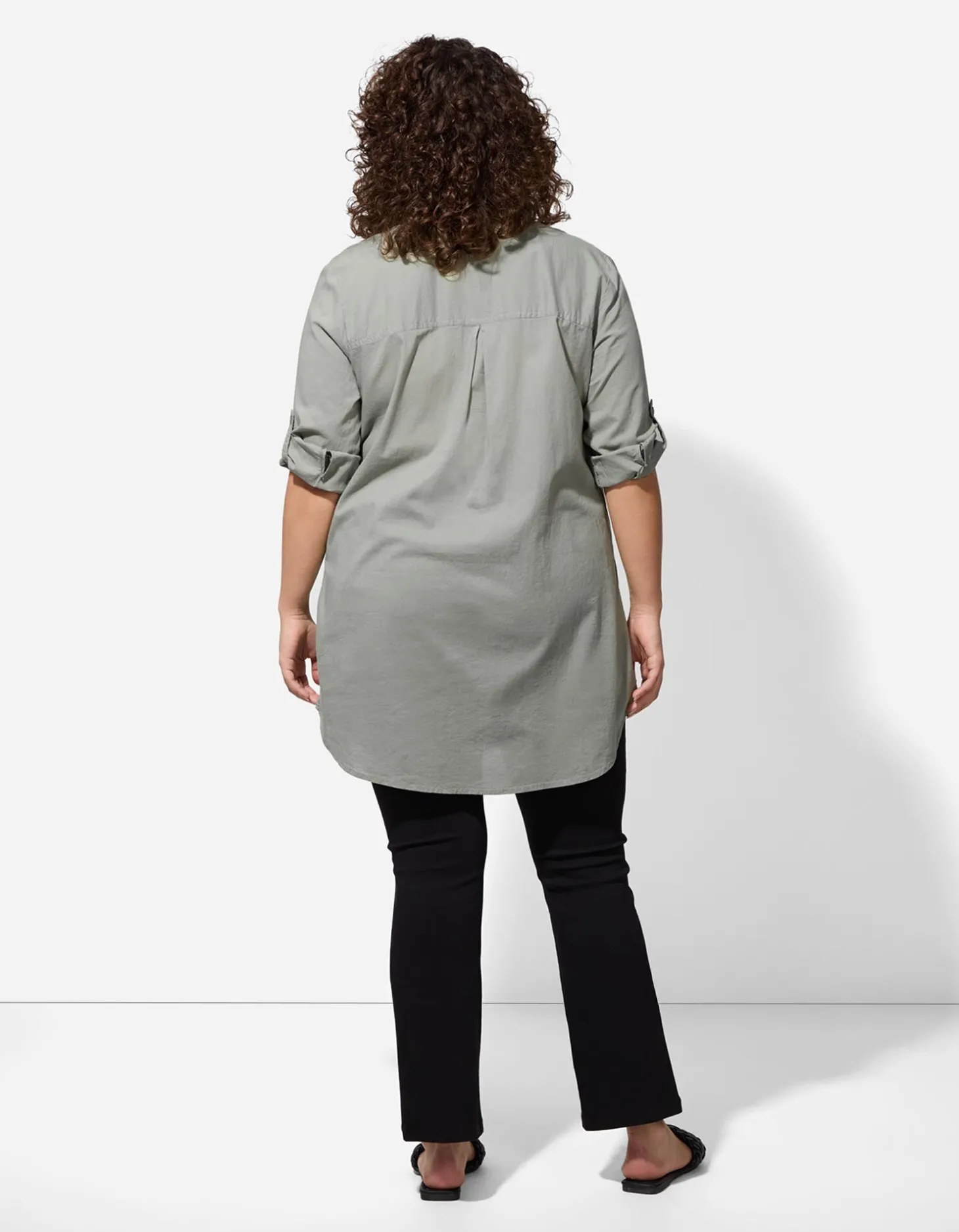 Overhemdblouse - Effen - donkergroen