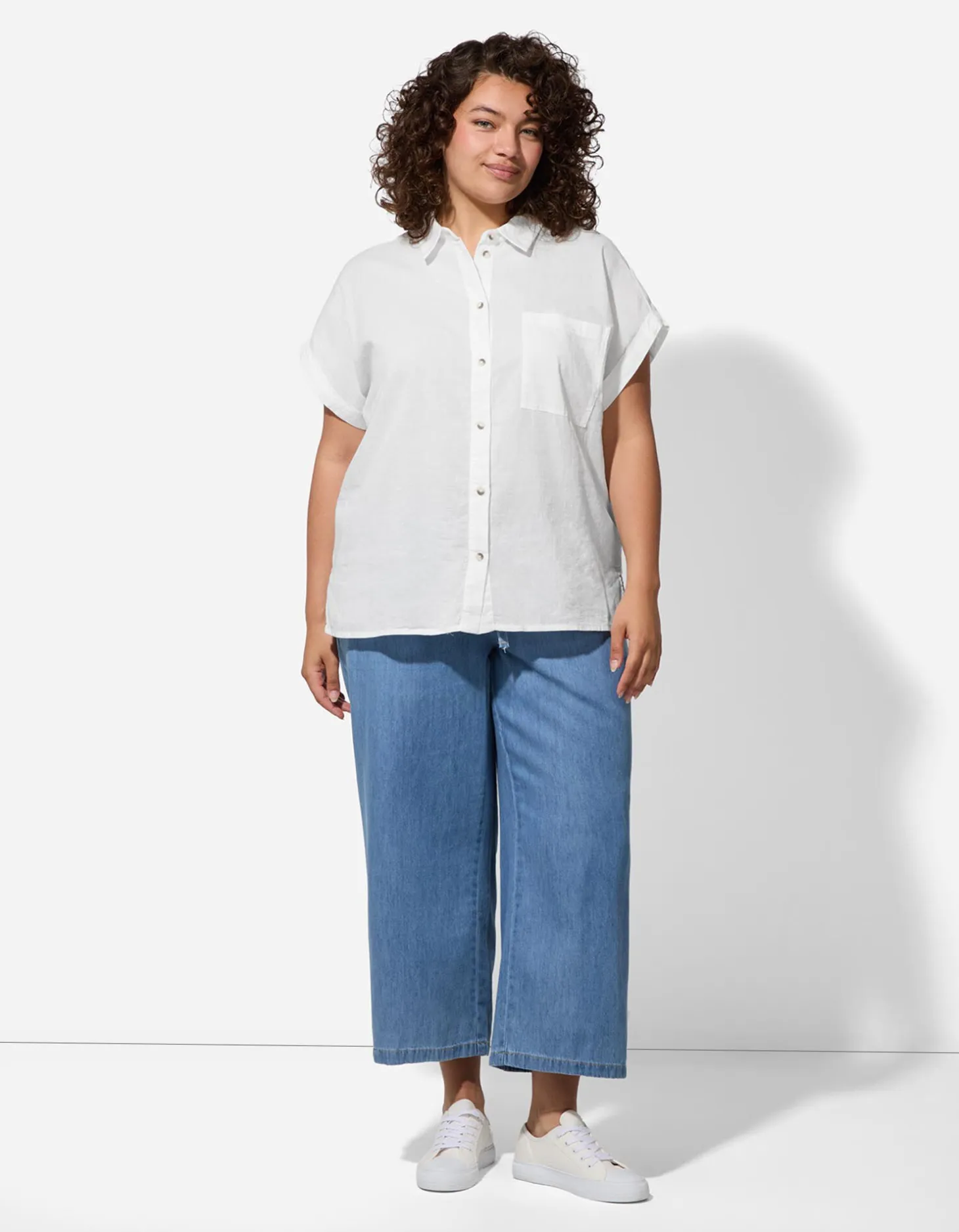 Overhemdblouse - Effen - wit