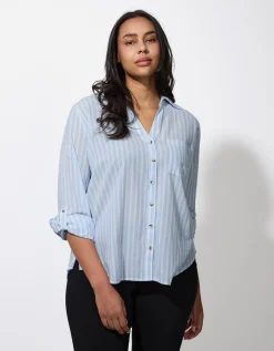 Overhemdblouse - Katoen - lichtblauw