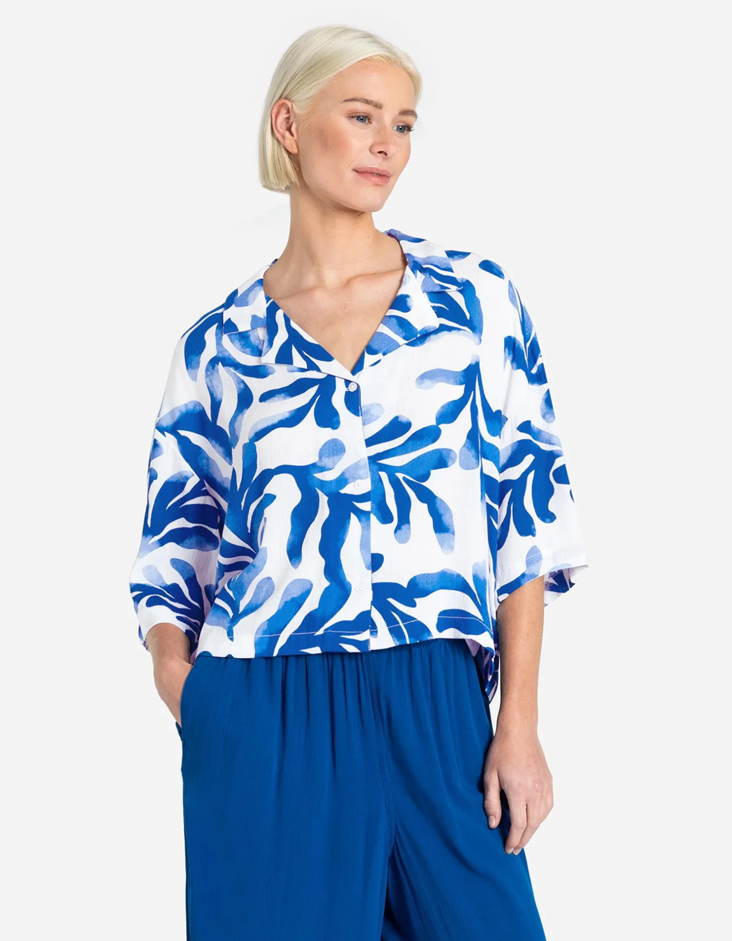 Overhemdblouse - LENZING™ ECOVERO™ - wit